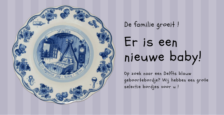 Delft Blauw Geboortebordje voor de nieuwe baby