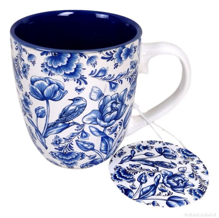 Veranderlijk Trojaanse paard Excentriek Koffiekopje "blauwe bloemen" 0.18L Nederlands mooiste Delfts blauw