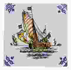 Tile "Ship, Traditional 1", 11 cm