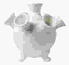 Tulipvase delft white on feet, small