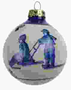 Delft blue Christmas ball  "Children with sleigh"