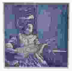 Delfts blauwe tegel - "De gitaarspeelster, Vermeer", 15 cm 