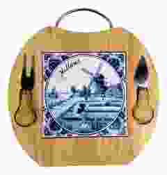 Cheeseboard with knife and fork