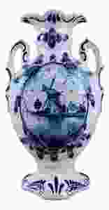 Hand painted can with ornate ears