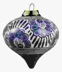 Kerstbal tol bloemen met certificaat, 5 cm