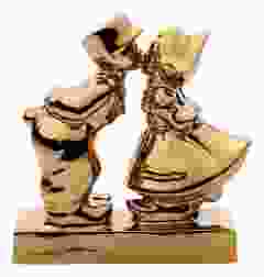 Kussend Paar "Man-Vrouw" - Goudkleurig, 8 cm 