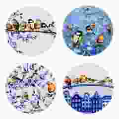 Onderzetters Bosvogels - Rond - Keramiek - set van 4