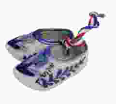 Ceramic clogs with tulip and colored ribbon, 5.5cm