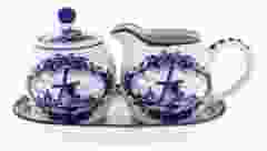 Cream and Sugarset Delftblue Mill