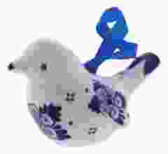 Christmas pendant Delft blue bird with flower