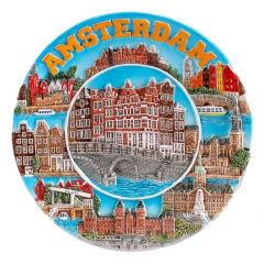 Wandbord Amsterdamse grachtenhuisjes, 10 cm (klein)