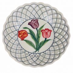 Serving plate three tulips, "ajour"