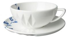 Design Kop en schotel "Blauw Vouw"