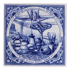 Delfts blauwe tegel- "De Botermakkerij Anno 1900", 15 cm