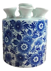 Tulipvase Blue Flowers, cylinder shaped