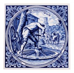 Delfts blauwe tegel - De Wagenmaker, 15 cm