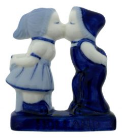 Koelkastmagneet kussend paar Delfts blauw