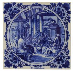 Delfts blauwe tegel - De Leraar, 15 cm