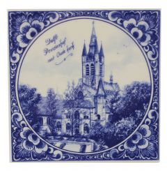 Delfts blauwe tegel - Prinsenhof met Oude Kerk, 15 cm