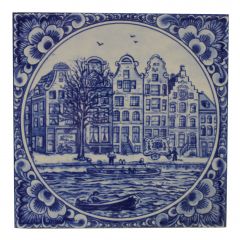 Delfts blauwe tegel - Grachten, Amsterdam, 15 cm