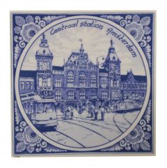 Delfts blauwe tegel - Centraal Station, Amsterdam, 15 cm
