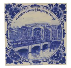 Delfts blauwe tegel - Magere Brug, Amsterdam, 15 cm