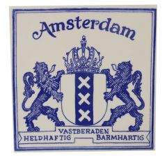 Delfts blauwe tegel - Wapen, Amsterdam, 15 cm