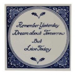 Delfts blauwe tegel - "Remember Yesterday", 15 cm