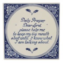 Delfts blauwe tegel - "Daily Prayer",  15 cm