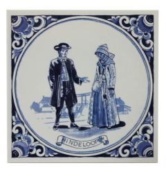 Delfts blauwe tegel- "Hindelopen" , 15 cm