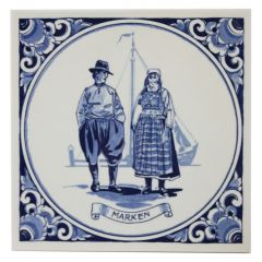 Delfts blauwe tegel- "Marken" , 15 cm