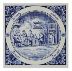 Delfts blauwe tegel- "januari" , 15 cm