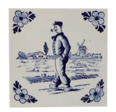 Delfts blauwe tegel- "Boer" , 15 cm