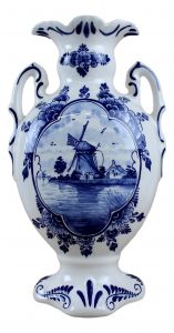 Hand painted can with ornate ears