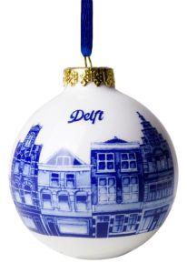 Kerstbal Grachtenpandjes Delft , 6 cm 