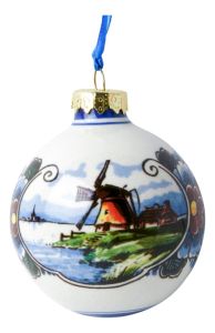 Kerstbal "Molenlandschap" - Kleur - 7 cm 