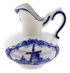 Delft Blue Belly Vase Windmill, 7 cm
