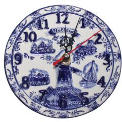 Delft blue clock Holland,  20cm