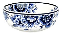 Keramieken Kom - Delfts Blauw Stijl - Bloemenmotief (Ø 12 cm)