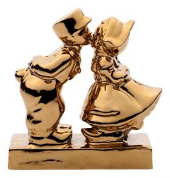 Kussend Paar "Man-Vrouw" - Goudkleurig, 8 cm 