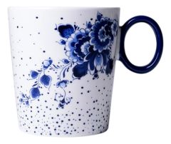 Mok met Bloemenmotief en Blauwe Stippen - 300 ml