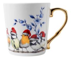 Mok Bosvogels met kerstmuts