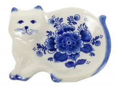 Delft blue teabag holder "Cat"