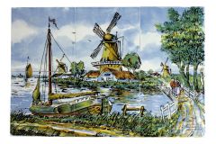 Tegeltableau "Molenlandschap - Polychroom"
