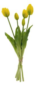Tulpen Kunstbloem Boeket 5 stuks, 'Geel' 39 cm