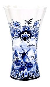 Vaas - Delfts Blauw Motief met Molen, 18 cm