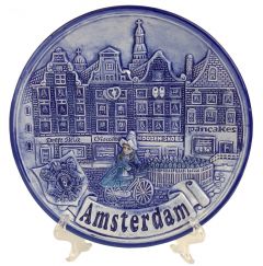 Wallplate girl with bike in Amsterdam, 15cm
