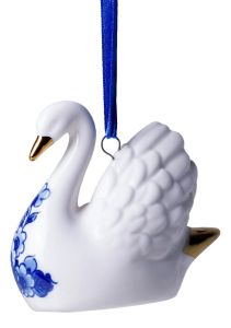 Kerstornament Zwaan - Delfts Blauw & Goud 